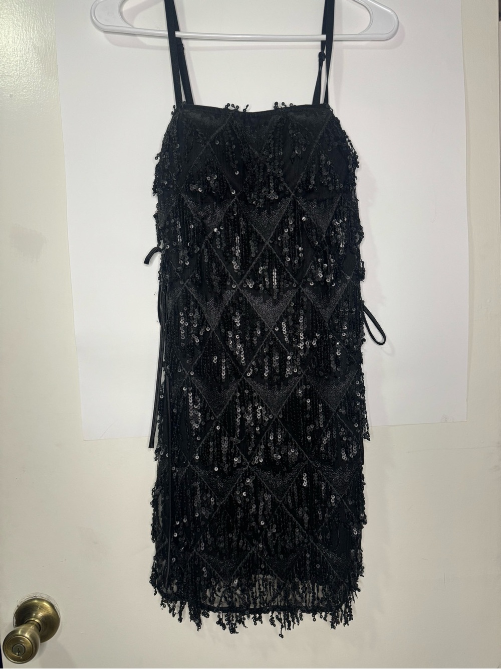AKIRA Black Sequin Fringe Cami Dress
